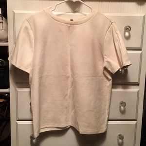 NWT Ann Taylor LOFT leather like sleeve top